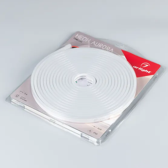 Фото #2 товара Светодиодная лента герметичная AURORA-PS-A120-12x6mm 24V Warm3000 (10 W/m, IP65, 2835, 5m) (Arlight, Силикон, 2 года)