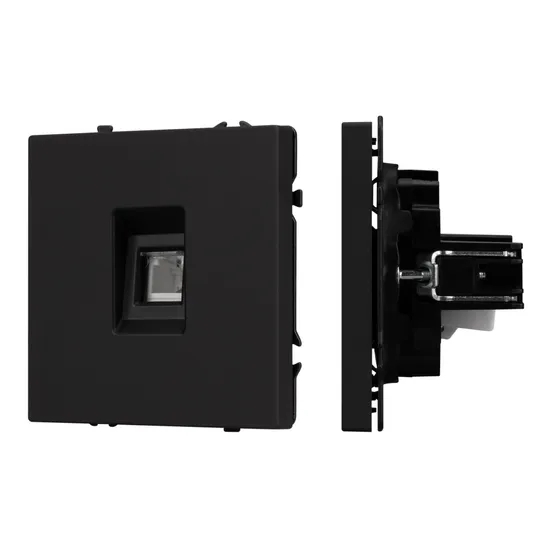 Фото #1 товара ARL NOBE Розетка телефонная софт-тач черный оникс SCT-MTL1-SFPL-BK (RJ-11, 4C) (Arlight, -)