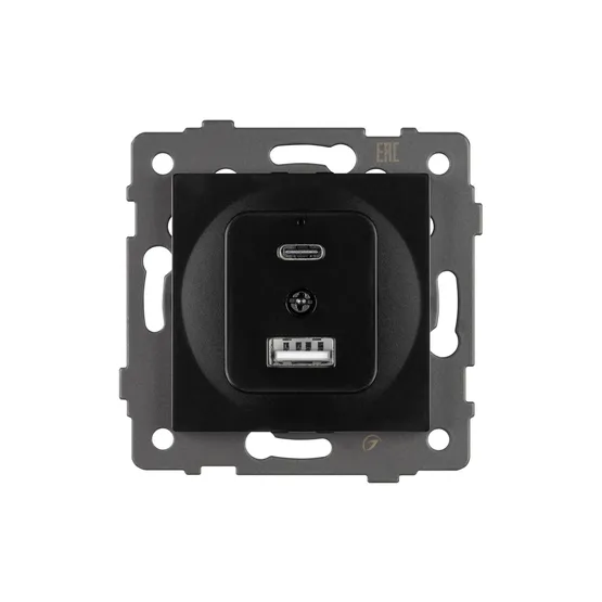Фото #2 товара Механизм USB розетки SCT-MUAC-PL-BK-V (5V, 3A, QC4) (Arlight, -)