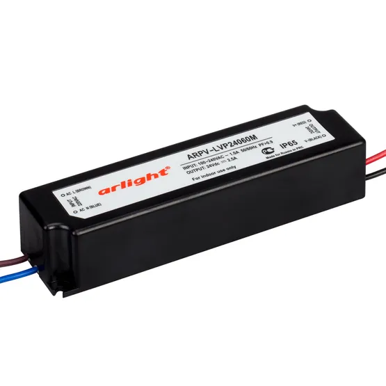 Фото товара Блок питания ARPV-LVP24060M (24V, 2.5A, 60W, PFC) (Arlight, Пластик)