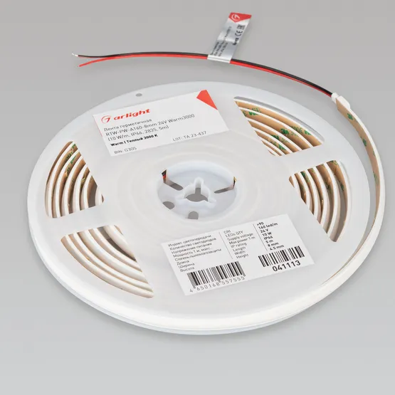 Фото #5 товара Светодиодная лента герметичная RTW-PW-A160-8mm 24V Warm3000 (10 W/m, IP66, 2835, 5m) (Arlight, Матовая)