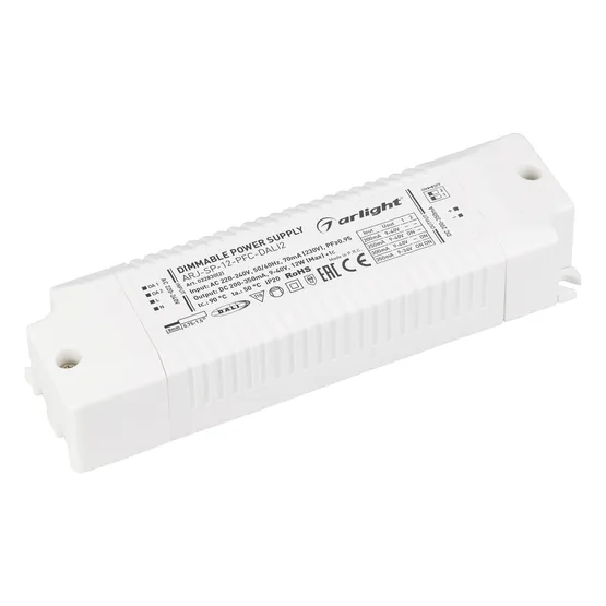 Фото товара Блок питания ARJ-SP-12-PFC-DALI2 (12W, 200-350mA) (Arlight, IP20 Пластик, 5 лет)