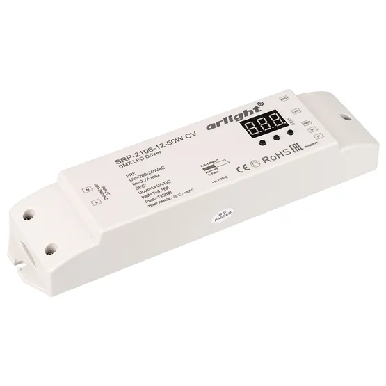 Фото товара Декодер DMX-SRP-2106-12-50W-CV (220V, 12V, 50W) (Arlight, IP20 Пластик, 3 года)