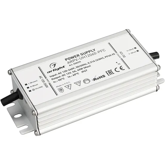 Фото #1 товара Блок питания ARPV-UH12060-PFC (12V, 5A, 60W) (Arlight, IP67 Металл, 7 лет)