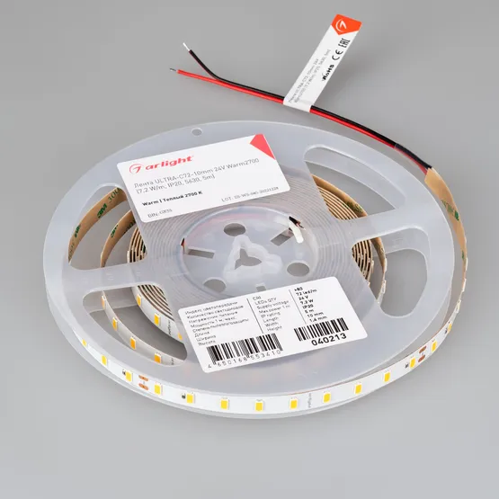 Фото #2 товара Светодиодная лента ULTRA-C72-10mm 24V Warm2700 (7.2 W/m, IP20, 5630, 5m) (Arlight, высок.эфф.200 лм/Вт)