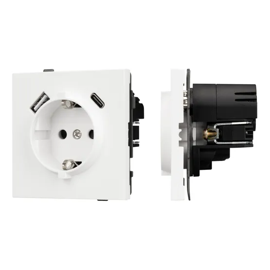 Фото #1 товара Механизм розетки с USB зарядкой SCT-TENDO-MUAC-SFPL-WH (230V, 16A) (Arlight, Матовый белый)