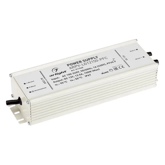 Фото #1 товара Блок питания ARPV-LG12150-PFC (12V, 12.5A, 150W) (Arlight, IP67 Металл, 5 лет)