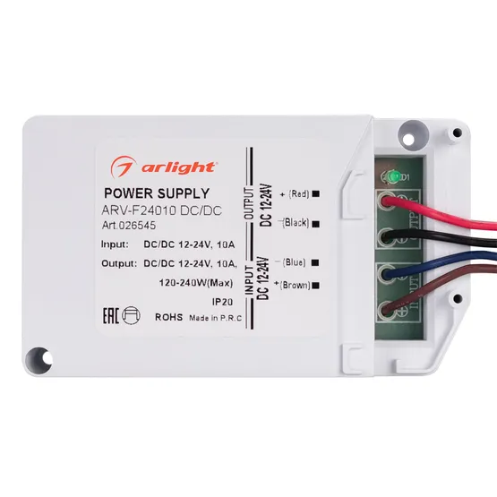 Фото #2 товара Блок питания ARV-F24010 DC/DC (12-24V, 10A, фильтр ШИМ) (Arlight, Пластик)