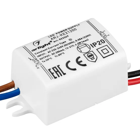 Фото товара Блок питания ARJ-KE21200 (4W, 200mA) (Arlight, IP20 Пластик, 3 года)