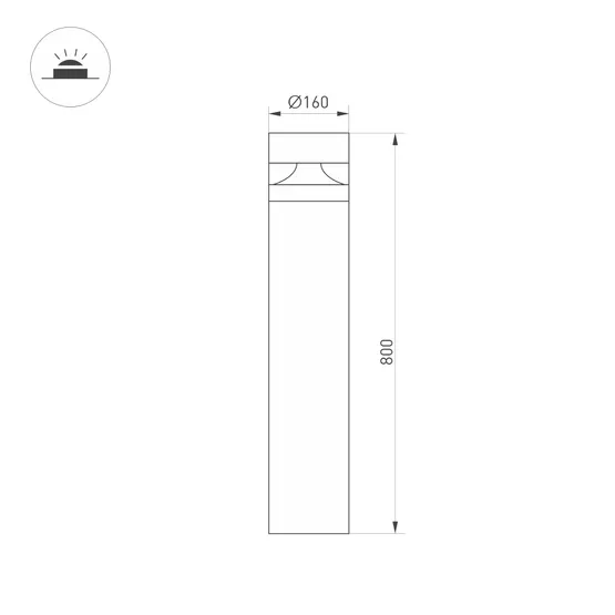 Фото #8 товара Светильник LGD-GUIDE-BOLL-H800-20W Warm3500-MIX (GR, 280 deg, 230V) (Arlight, IP65 Металл, 5 лет)