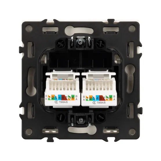 Фото #4 товара Механизм сдвоенной компьютерной розетки SCT-NOBE-MPC2-SFPL-WH (RJ-45, CAT6) (Arlight, Белый кварц)