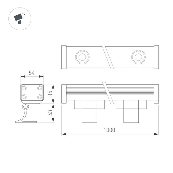 Фото #5 товара Светодиодный прожектор AR-LINE-1000L-36W-220V White (Grey, 30 deg) (Arlight, IP65 Металл, 3 года)