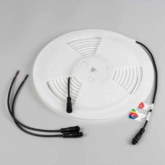 Фото #3 товара Светодиодная лента герметичная WAVE-TOP-PU-H120-10x10mm 24V RGB (10 W/m, IP68, 5m, wire x2) (Arlight, Вывод боковой, 3 года)