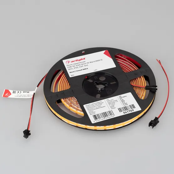 Фото #3 товара Светодиодная лента герметичная COB-SE-X360-8mm 5V Warm3000 (5 W/m, IP65, 5m) (Arlight, -)