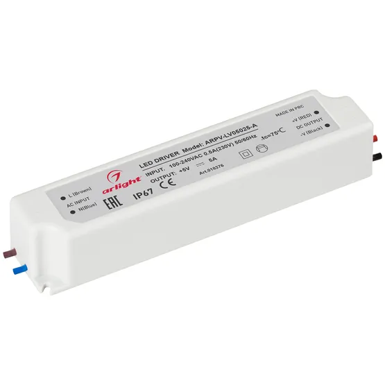 Фото #1 товара Блок питания ARPV-LV05025-A (5V, 5.0A, 25W) (Arlight, IP67 Пластик, 3 года)