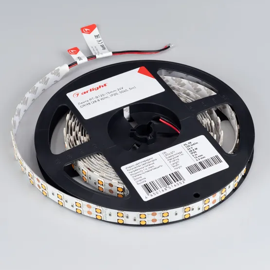 Фото #3 товара Светодиодная лента RT-B120-15mm 24V Warm3000 CRI98 (28.8 W/m, IP20, 5m) (Arlight, Открытый)