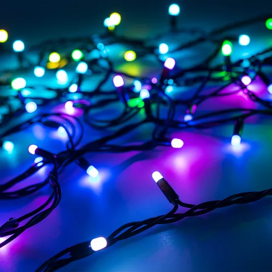 Фото #1 товара Светодиодная гирлянда ARD-STRING-PRO-10000-BLACK-100LED-MILK-LIVE RGB-DMX (24V, 10W) (Ardecoled, IP65, 2 года)