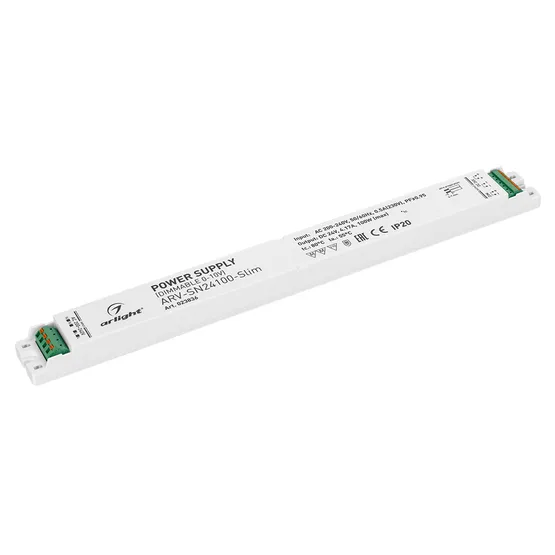 Фото #1 товара Блок питания ARV-SN24100-Slim (24V, 4.17A, 100W, 0-10V, PFC) (Arlight, IP20 Пластик, 3 года)