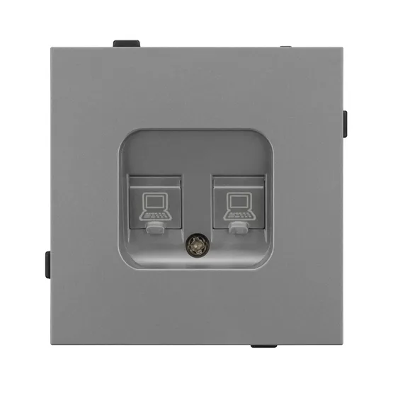 Фото #3 товара Механизм компьютерной розетки двойной SCT-TENDO-MPC2-PL-GR (RJ-45, CAT6) (Arlight, Графитовый)