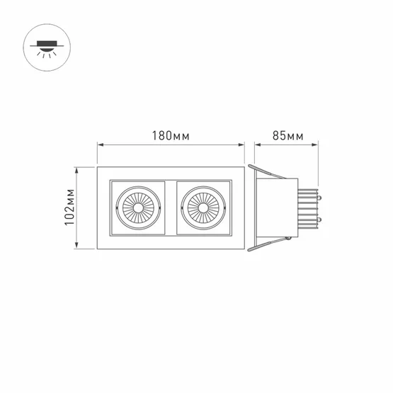 Фото #7 товара Светильник CL-KARDAN-S180x102-2x9W White (WH, 38 deg) (Arlight, IP20 Металл, 3 года)