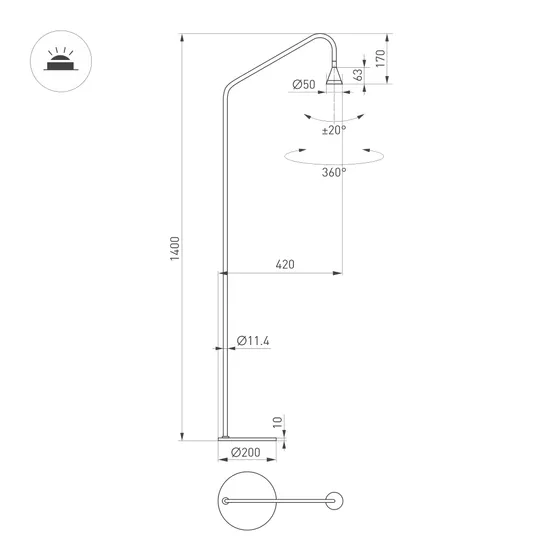 Фото #4 товара Светильник SP-RINAR-FLOOR-5W Warm3000 (BK, 36 deg, 230V) (Arlight, IP20 Металл, 5 лет)