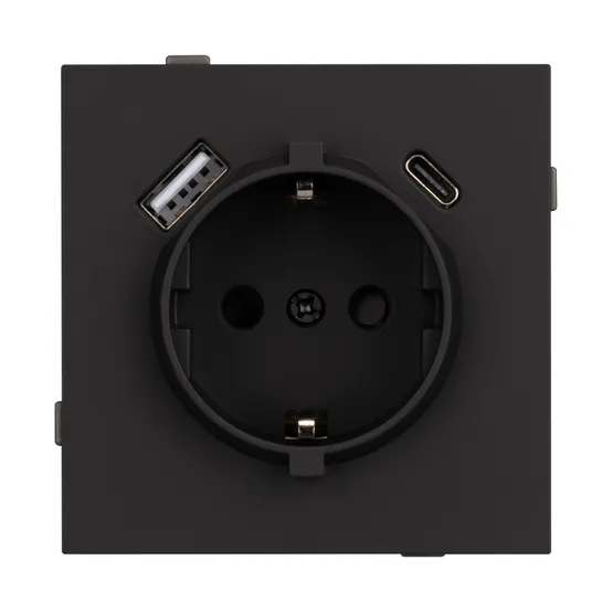 Фото #2 товара Механизм розетки с USB зарядкой SCT-TENDO-MUAC-SFPL-BK (230V, 16A) (Arlight, Матовый черный)