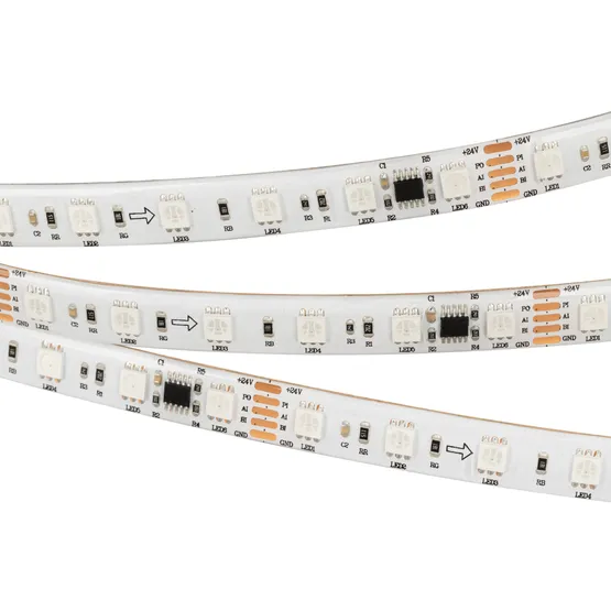 Фото #1 товара Светодиодная лента DMX-5000SE-5060-60 24V Cx6 RGB (12mm, 14.4W/m, IP65) (Arlight, Закрытый, IP65)