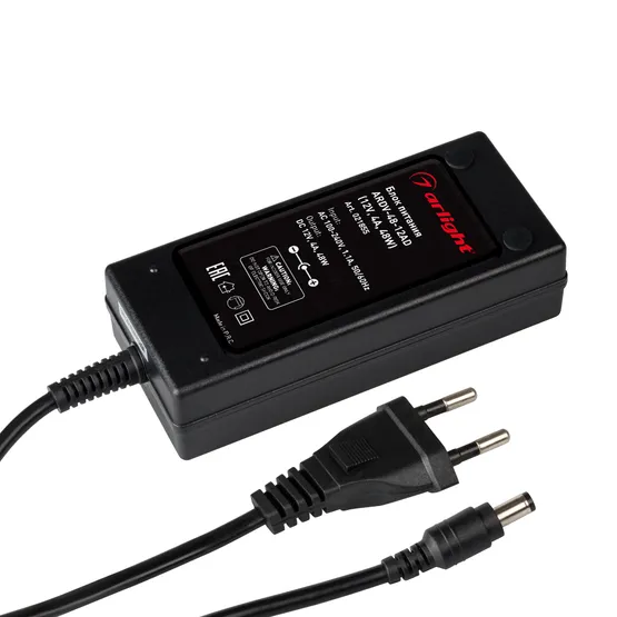 Фото товара Блок питания ARDV-48-12AD (12V, 4A, 48W) (Arlight, Адаптер, 2 года)