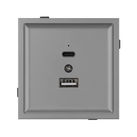 Фото #3 товара Механизм USB розетки SCT-TENDO-MUAC-PL-GR (5V, 3A, QC3) (Arlight, Графитовый)