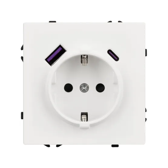 Фото #3 товара Механизм розетки с USB зарядкой SCT-NOBE-MUAC-SFPL-WH (230V, 16A) (Arlight, Белый кварц)