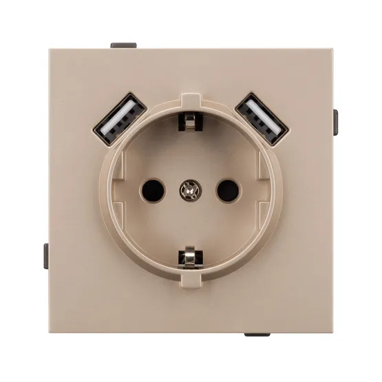 Фото #2 товара Механизм розетки с USB зарядкой SCT-TENDO-MUAA-PL-GD (230V, 16A) (Arlight, Песочный)