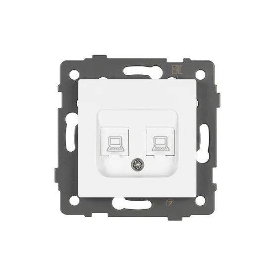 Фото #3 товара Механизм компьютерной розетки двойной SCT-MPC2-PL-WH-V (RJ-45, CAT6) (Arlight, -)