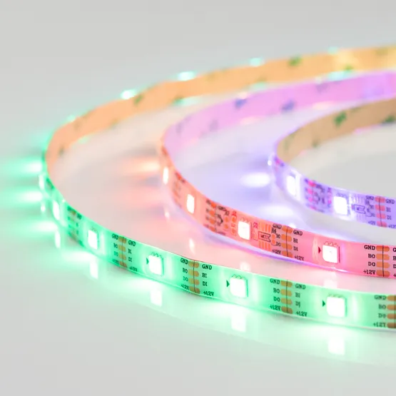 Фото #5 товара Светодиодная лента SPI-5000SE-RAM-5060-30 12V Cx1 RGB-Auto (10mm, 4.8W/m, IP65) (Arlight, Закрытый, IP65)