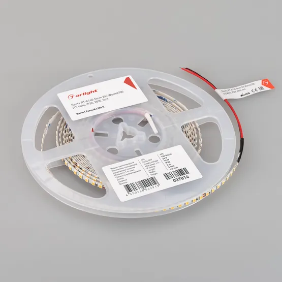 Фото #3 товара Светодиодная лента RT-A160-5mm 24V Warm2700 (15 W/m, IP20, 2835, 5m) (Arlight, Открытый)