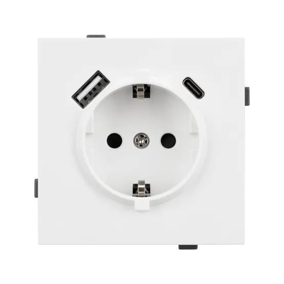 Фото #2 товара Механизм розетки с USB зарядкой SCT-TENDO-MUAC-PL-WH (230V, 16A) (Arlight, Белый)