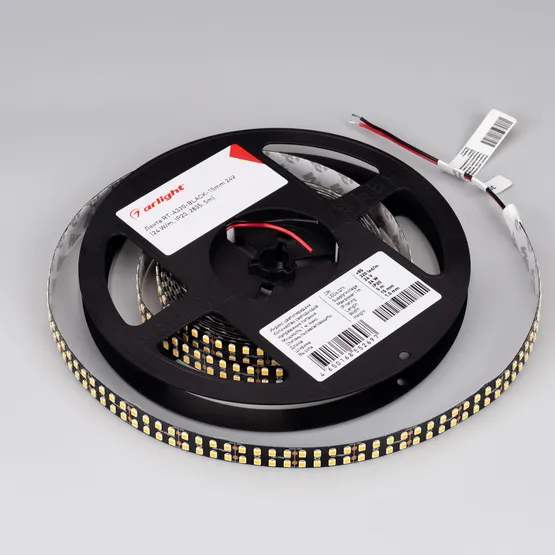 Фото #3 товара Светодиодная лента RT-A320-BLACK-15mm 24V Warm3000 (24 W/m, IP20, 2835, 5m) (Arlight, высок.эфф.150 лм/Вт)