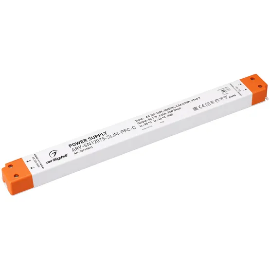 Фото #1 товара Блок питания ARV-SN12075-SLIM-PFC-C (12V, 6.25A, 75W) (Arlight, IP20 Пластик, 3 года)